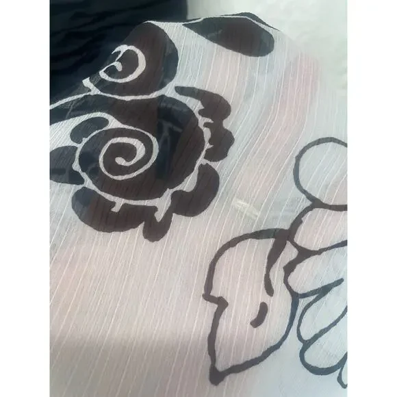 White House Black Market Sleeveless Princess Empire Waist Floral White/Blk Sz 8 - Picture 10 of 11